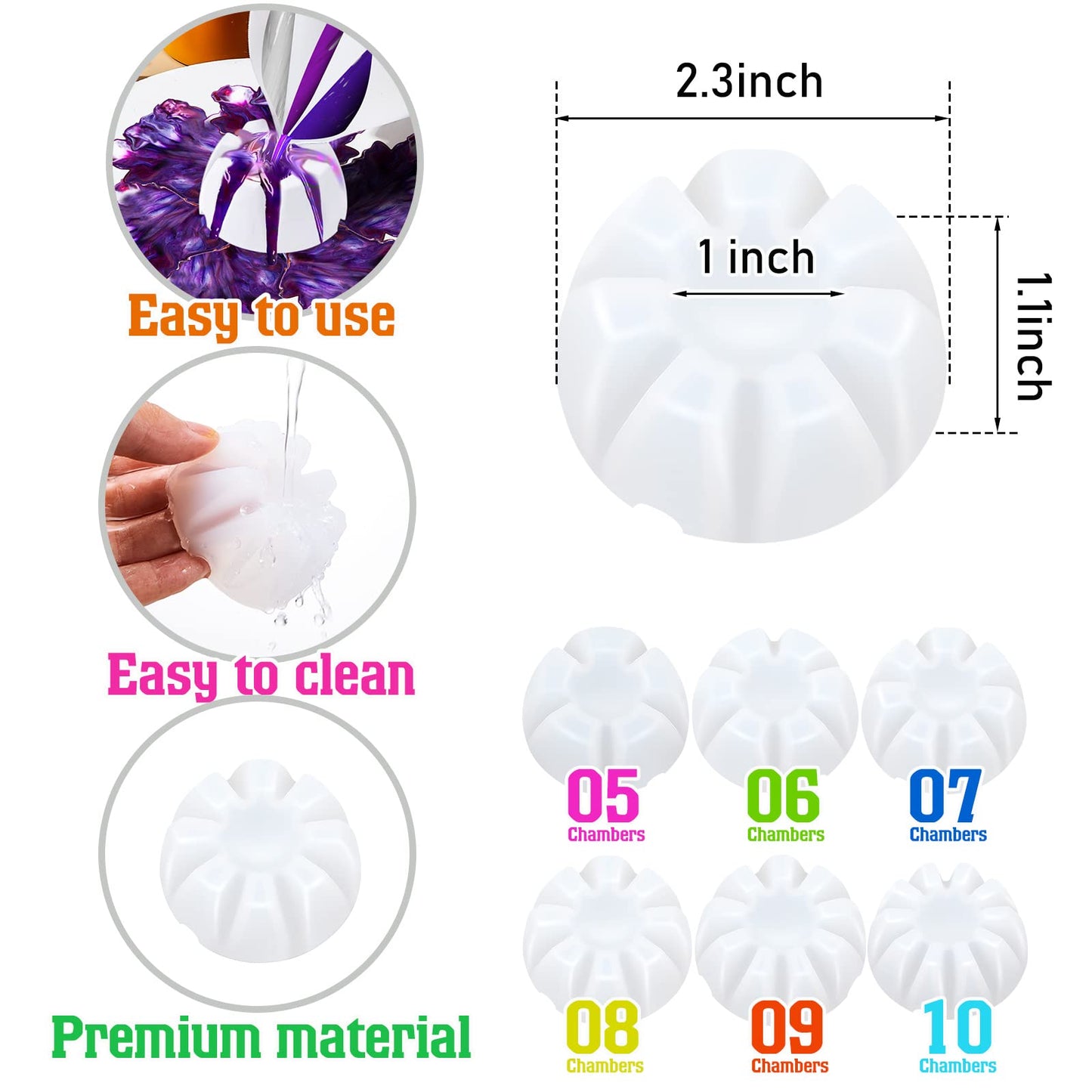 6 Pieces Flower Pour Cups for Paint Pouring White