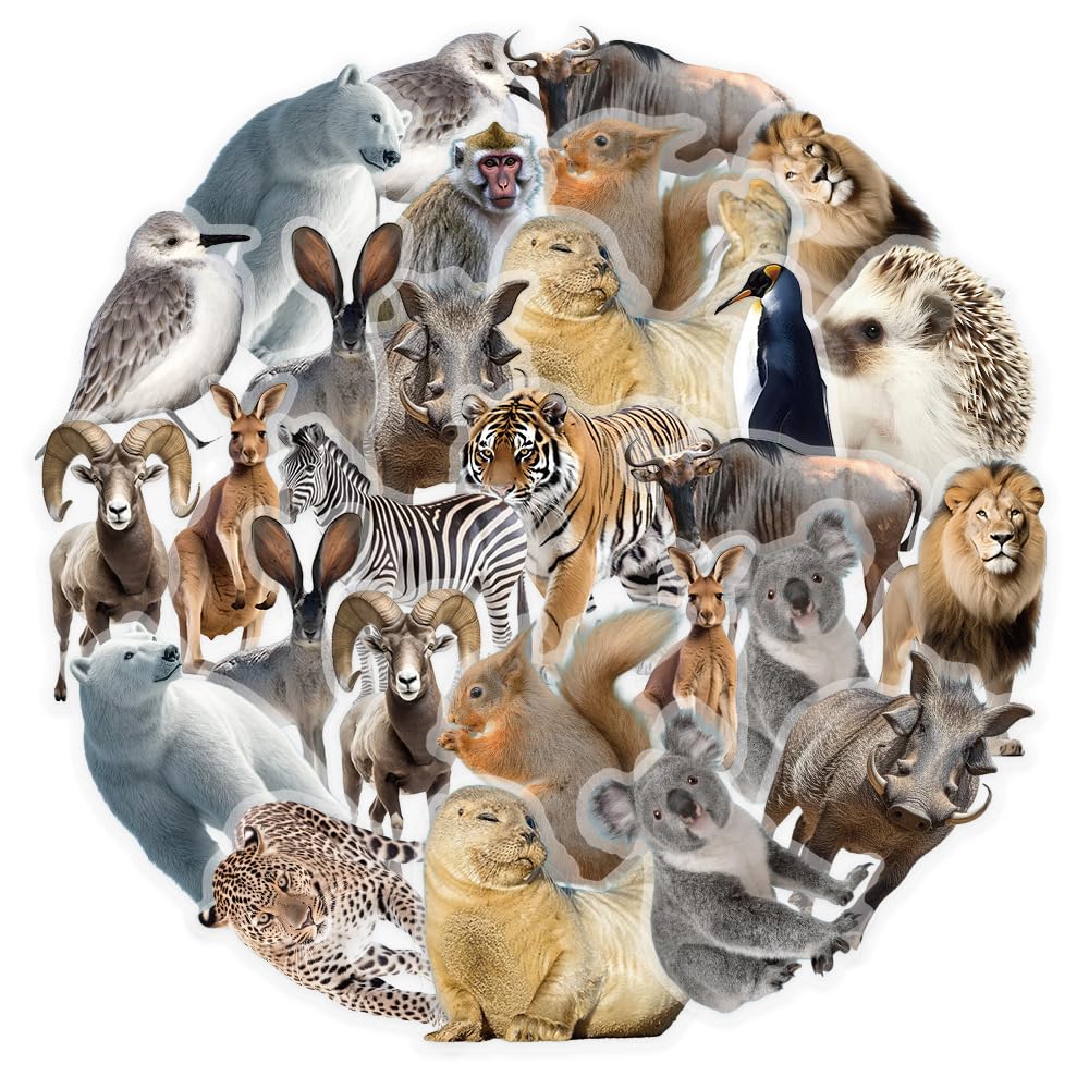 50 Cartoon Animal Stickers for Kids