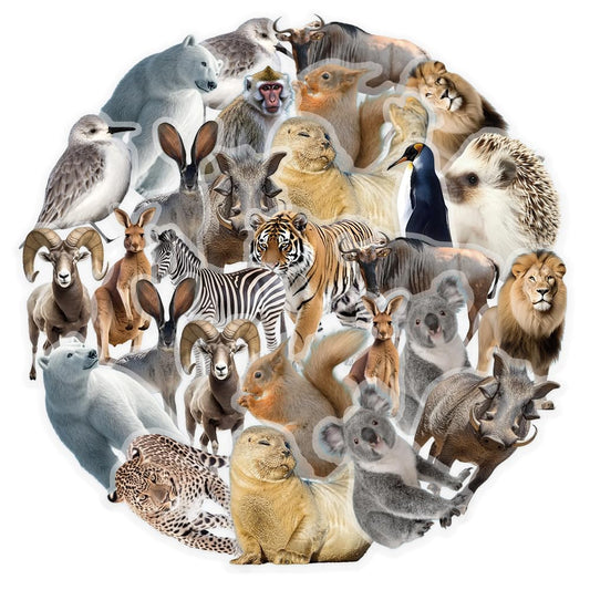 50 Cartoon Animal Stickers for Kids
