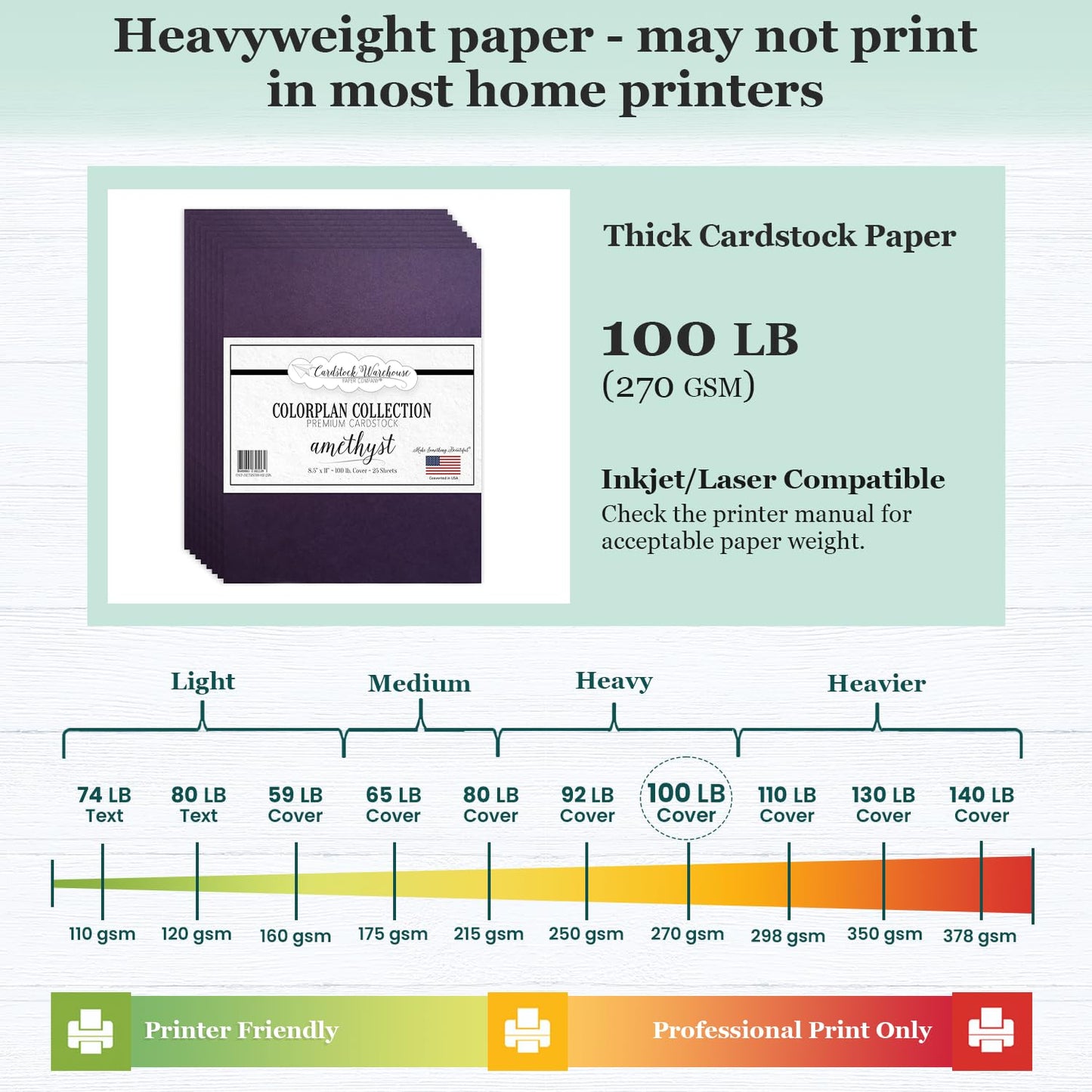 Dark Amethyst Purple Cardstock, 25 Sheets, 8.5x11"