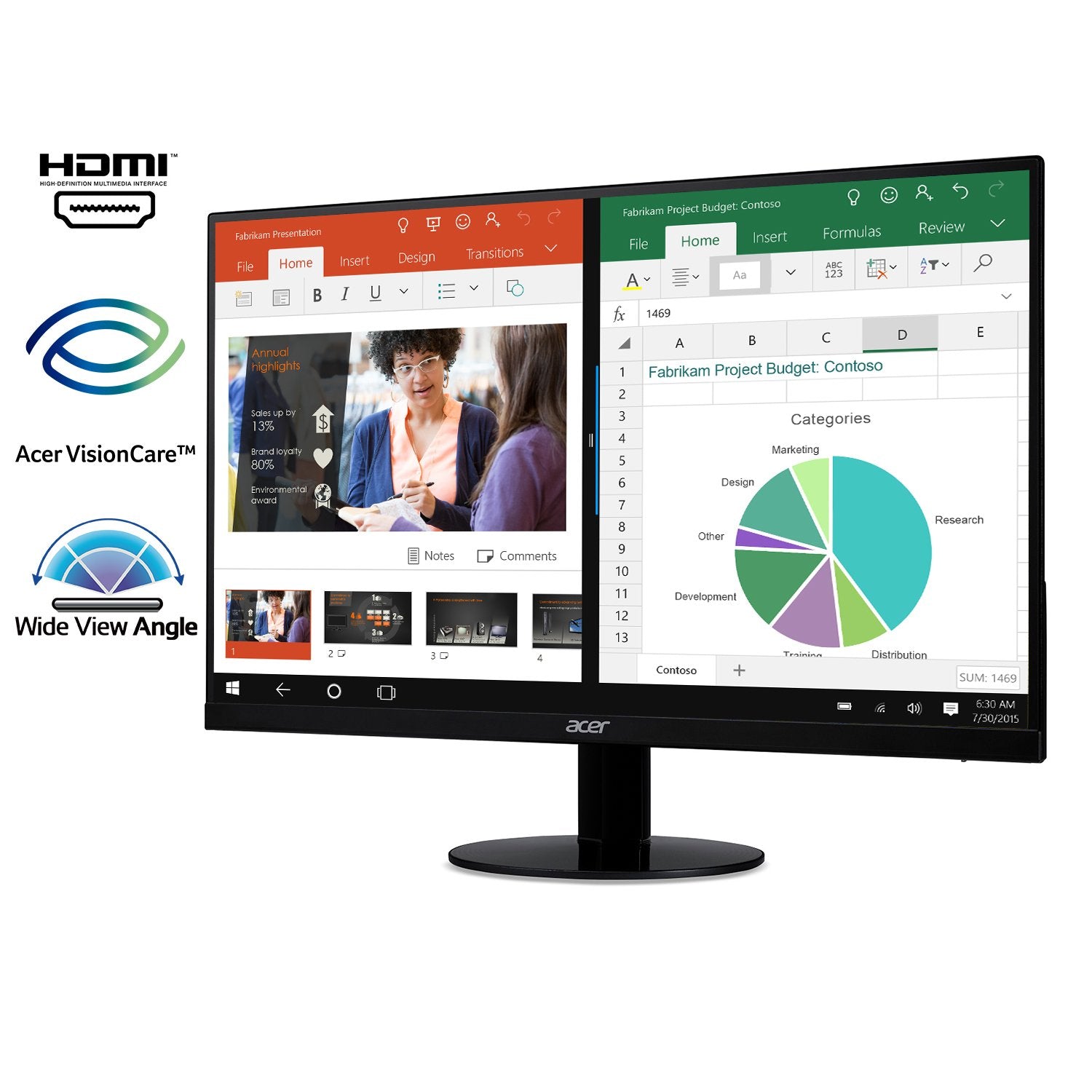 SB220Q bi 21.5 Inches Full HD (1920 x 1080) IPS Ultra-Thin Zero Frame Monitor (HDMI & VGA Port), Black