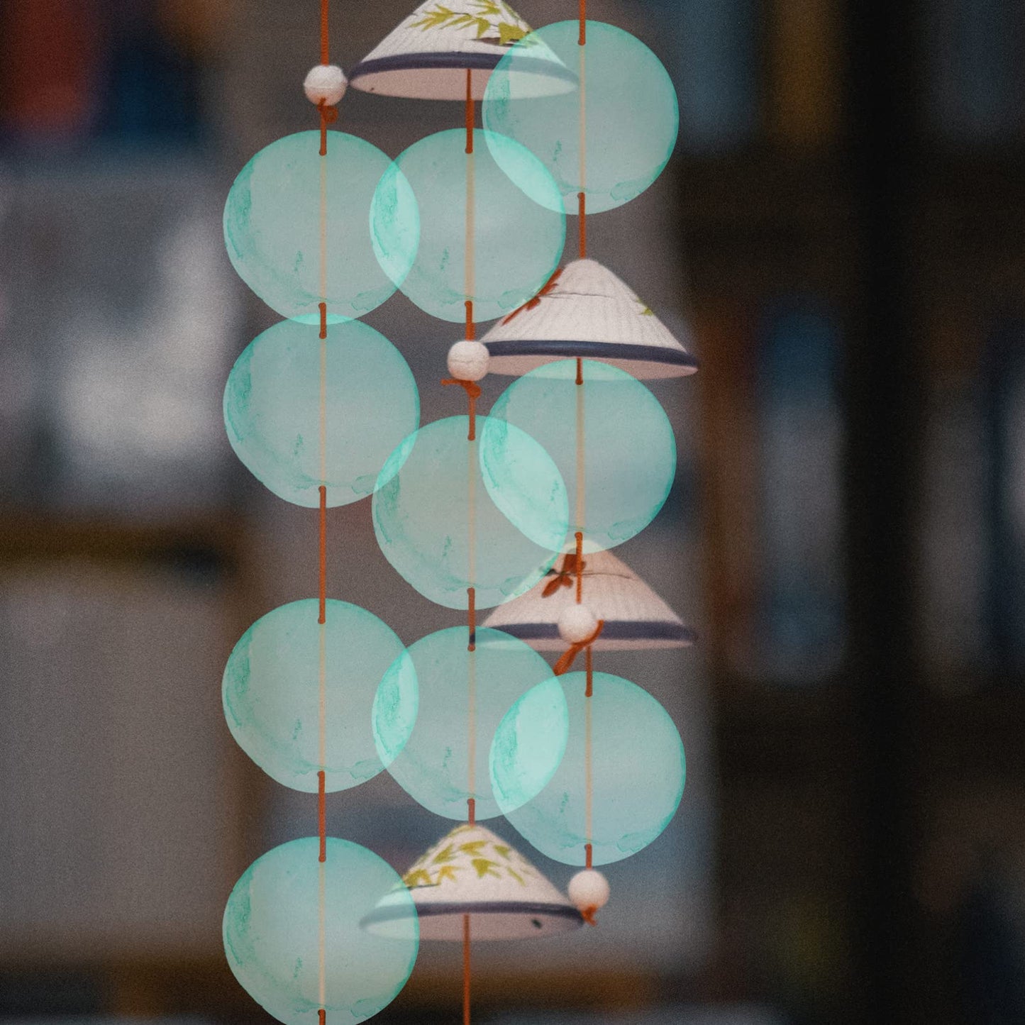 100pcs Blue Round Capiz Shell Windchimes