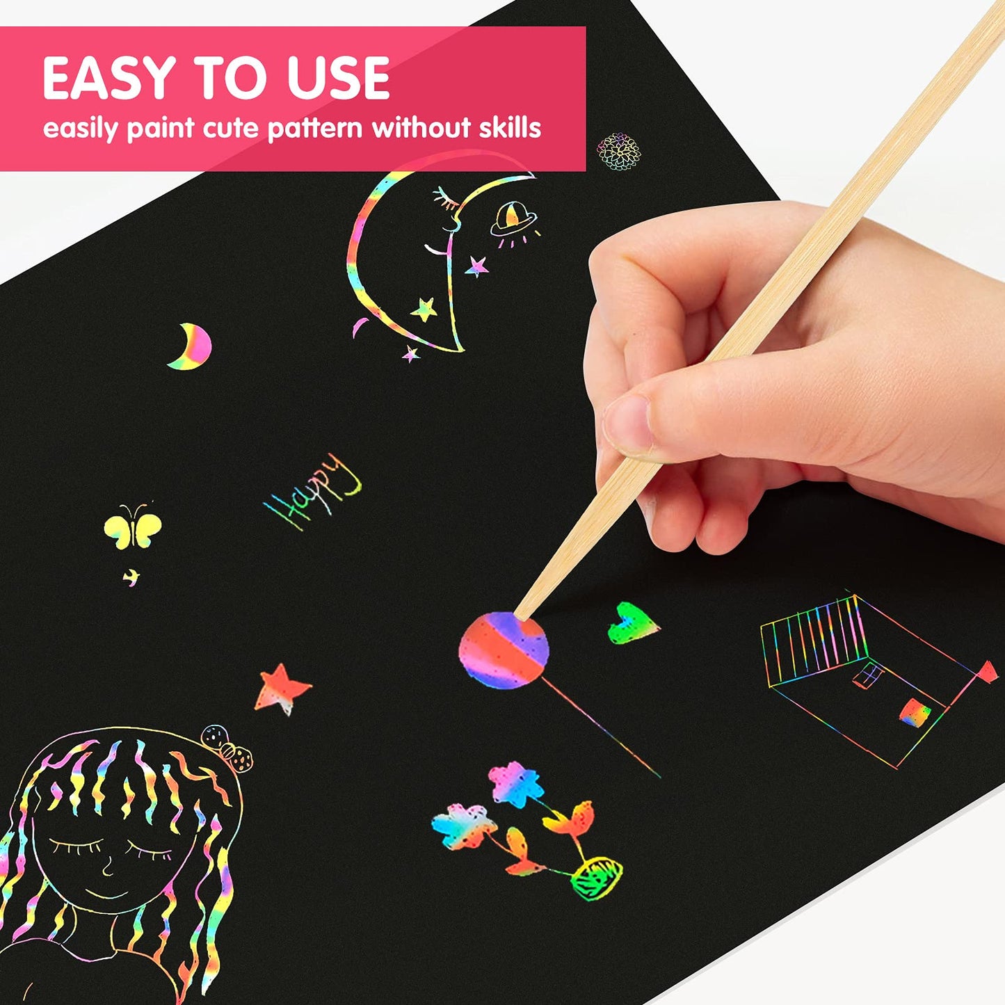 30-Piece Wooden Stylus Set for Scratch Art