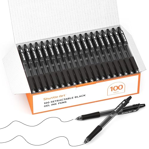 Black Gel Pen Set, 100 Retractable Medium Point Pens