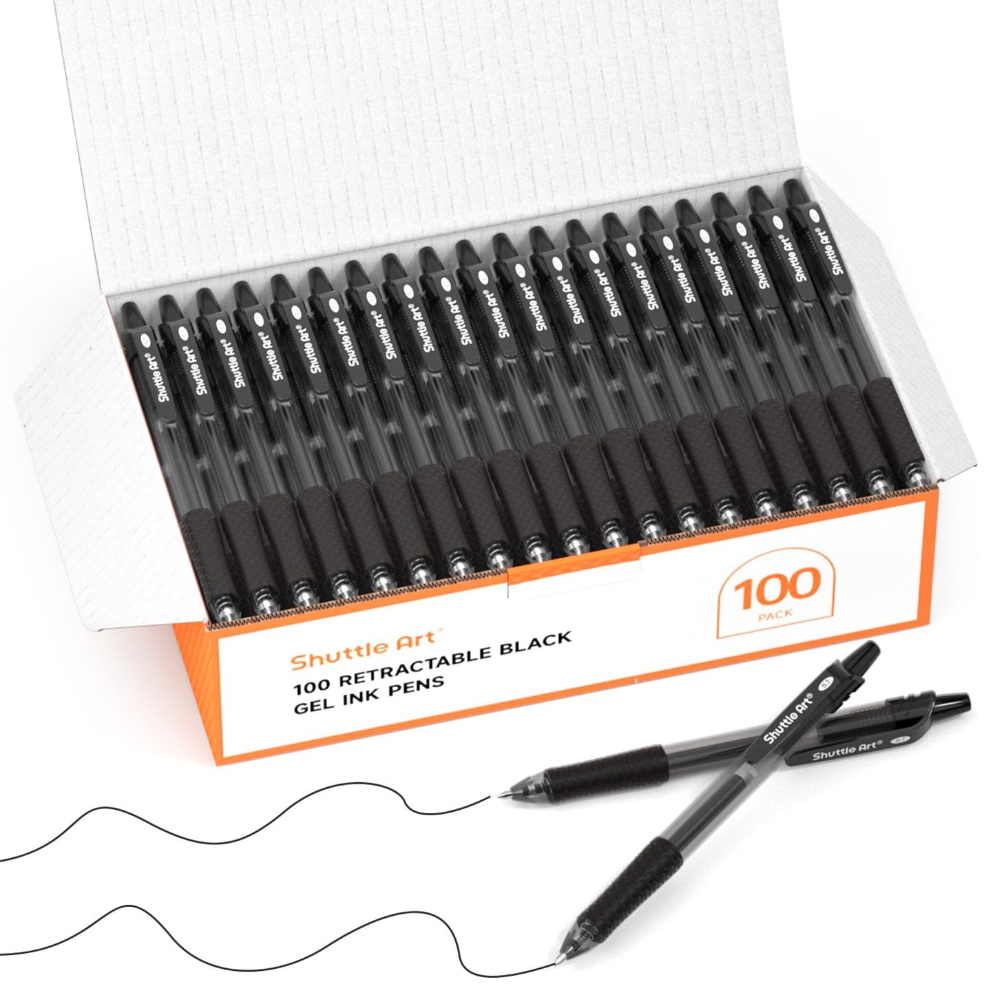 Black Gel Pen Set, 100 Retractable Medium Point Pens