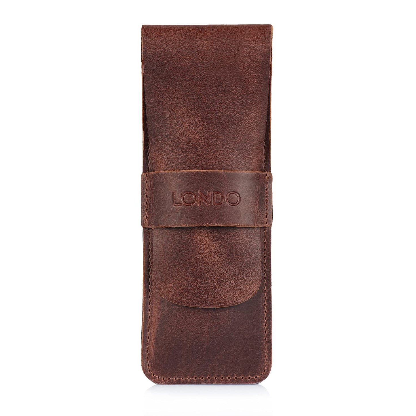 Leather Pen and Pencil Case with Tuck Flap