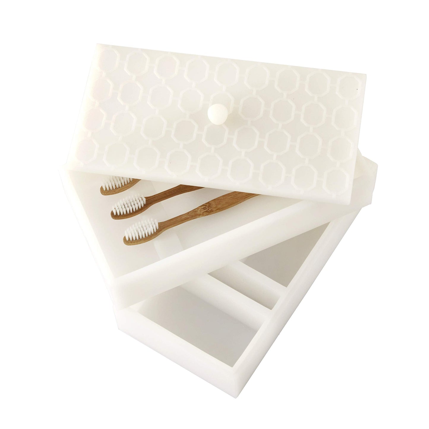 Lithgow Toothbrush Holder Storage Box, White