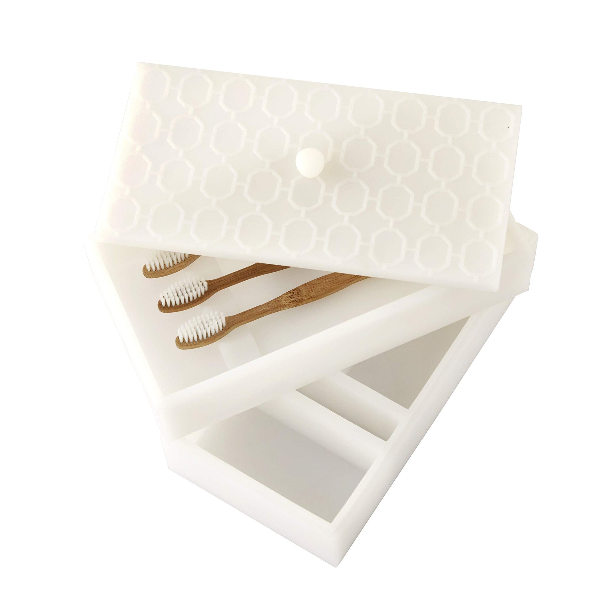 Lithgow Toothbrush Holder Storage Box, White