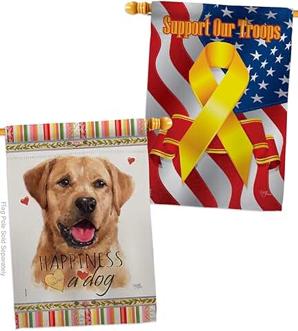 Golden Labrador House Flag with Dog Design