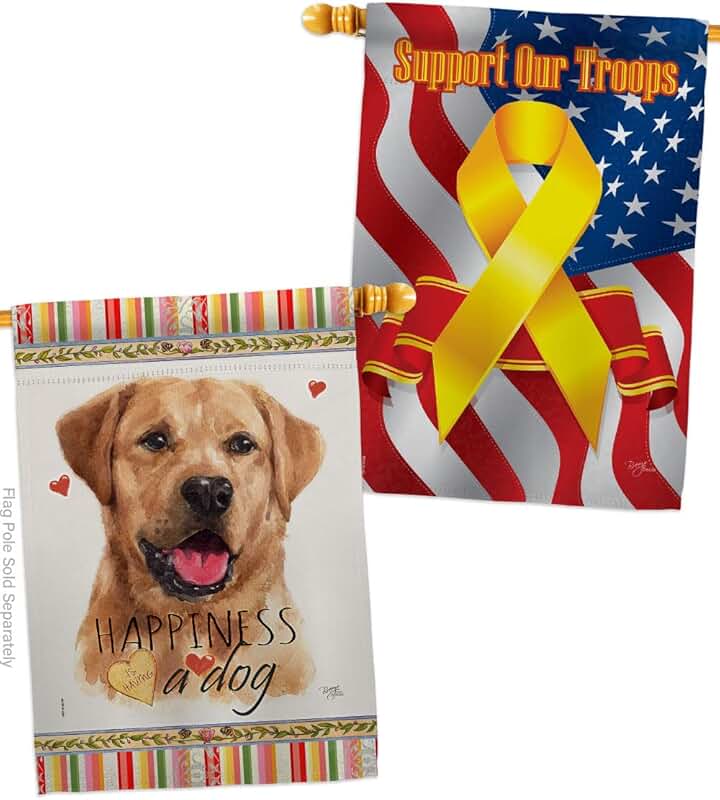 Golden Labrador House Flag with Dog Design