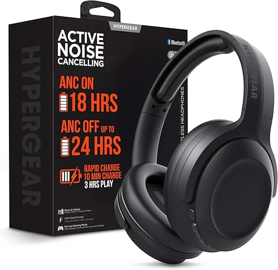 Wireless Over-Ear Noise Cancelling Headphones with Deep Bass