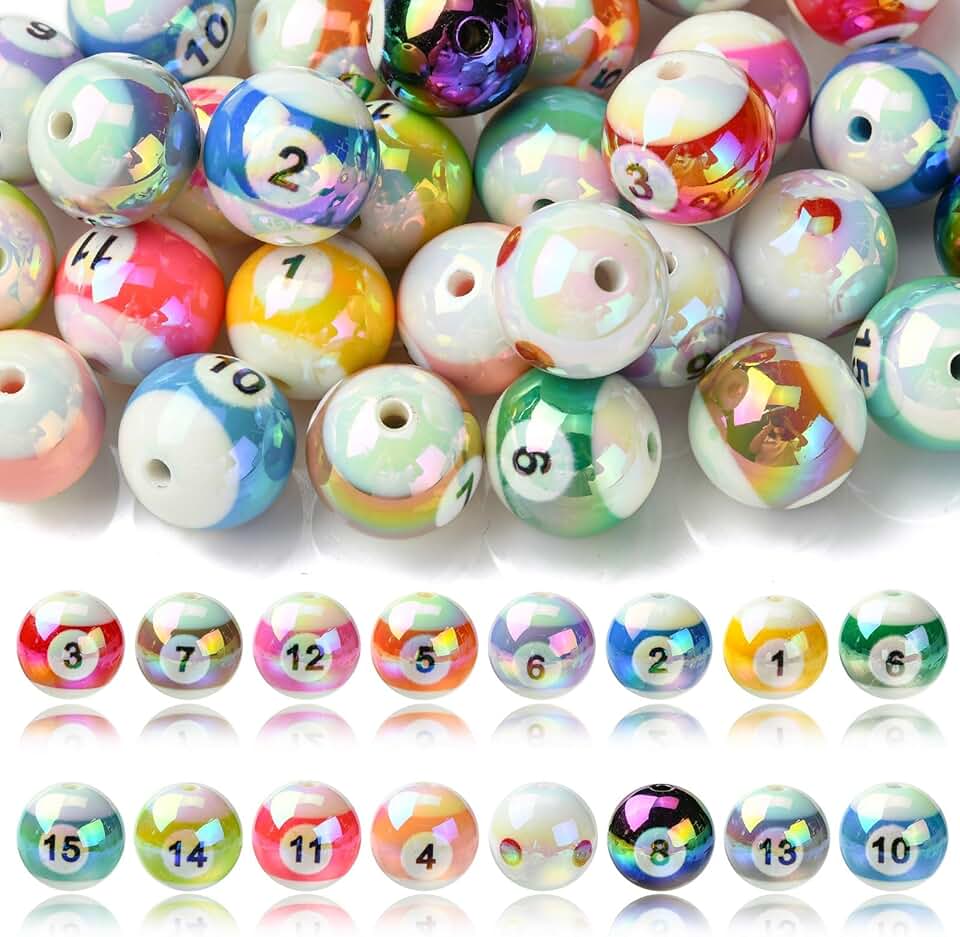 16mm Iridescent Pool Ball Beads, 32 pcs