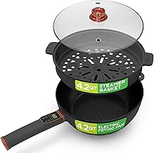 4L Electric Frying Pan and Steamer with Touch Control