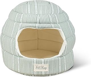 Block Stripe Dusty Sage 2-in-1 Pet Bed and Hut