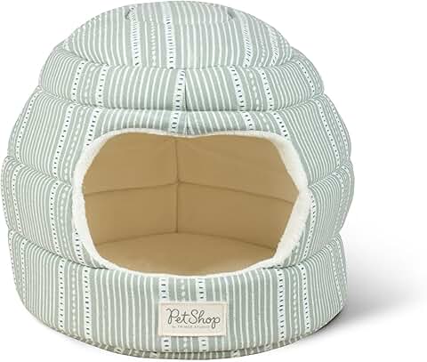 Block Stripe Dusty Sage 2-in-1 Pet Bed and Hut