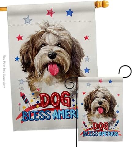 Patriotic Havanese Dog Garden Flag Set