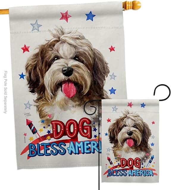 Patriotic Havanese Dog Garden Flag Set