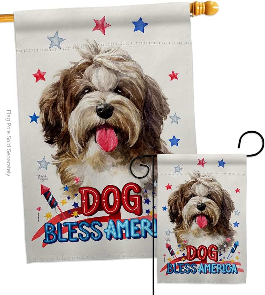 Patriotic Havanese Dog Garden Flag Set