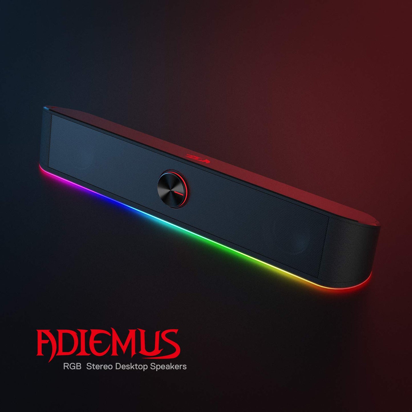 GS560 Adiemus RGB Desktop Soundbar, 2.0 Channel Computer Speaker with Dynamic Lighting Bar Audio-Light Sync/Display, Touch-Control Backlit with Volume Knob, USB Powered w/ 3.5mm Cable