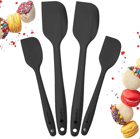 Silicone Spatula Set with 4 Pieces, Heat Resistant to 480°F
