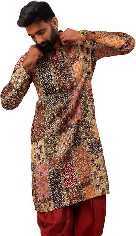 Men's Printed Cotton Blend Kurta for Festive Occasions