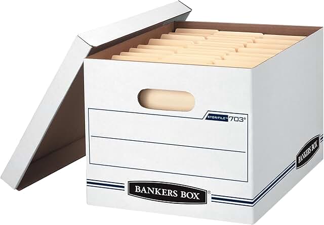 Set of four basic duty file storage boxes with lids