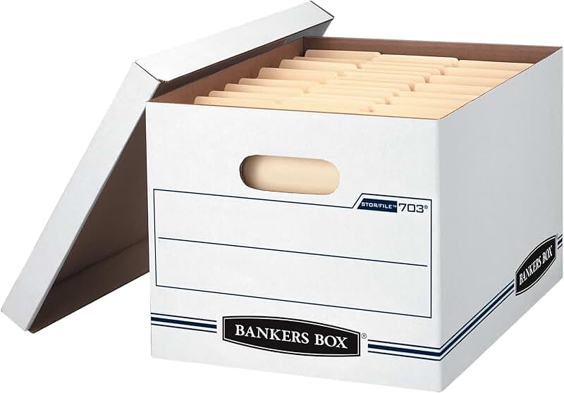 Set of four basic duty file storage boxes with lids
