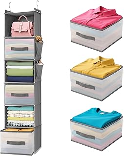 6-Tier Hanging Closet Organizer with Drawers and Pockets