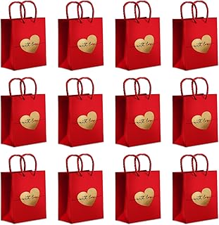 Red Mini Gift Bags with Foiling for Parties and Gifts
