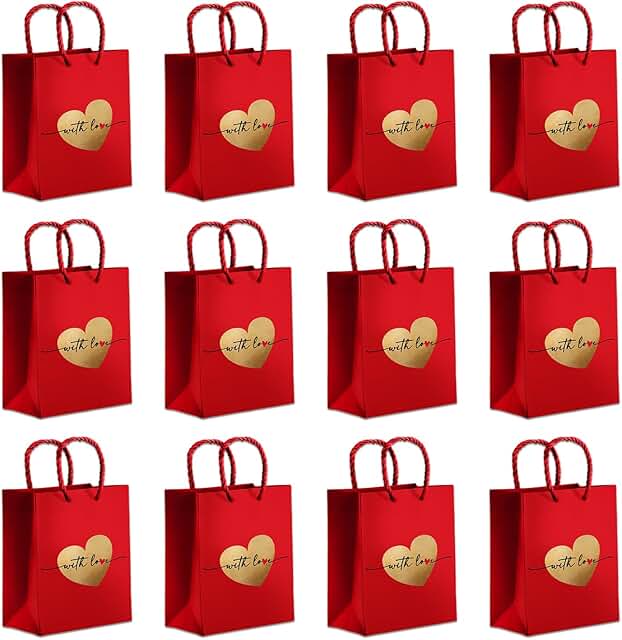 Red Mini Gift Bags with Foiling for Parties and Gifts
