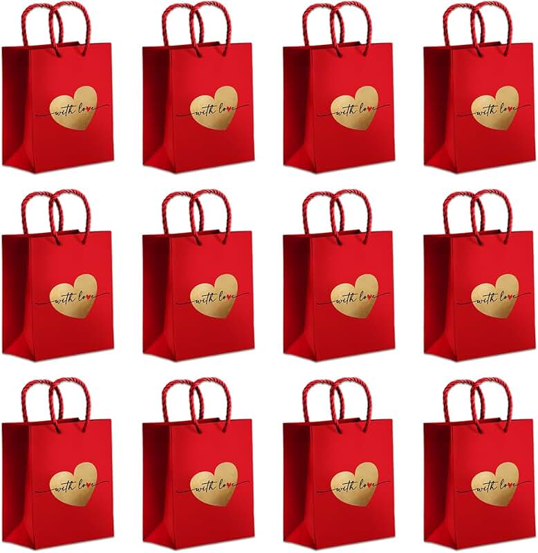 Red Mini Gift Bags with Foiling for Parties and Gifts