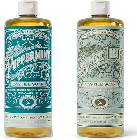 Peppermint and Sage Lime Liquid Castile Soap, 32 oz