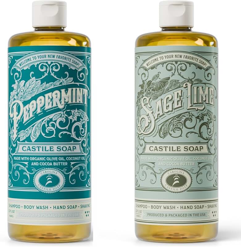 Peppermint and Sage Lime Liquid Castile Soap, 32 oz