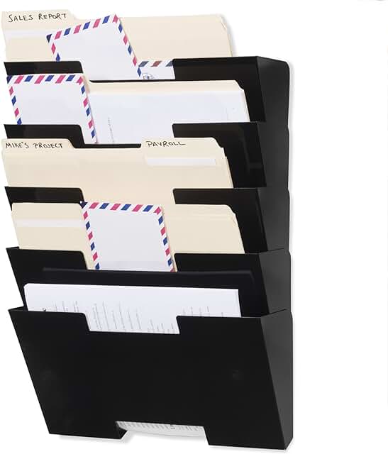 5-Tier Wall Mounted Metal File and Magazine Organizer