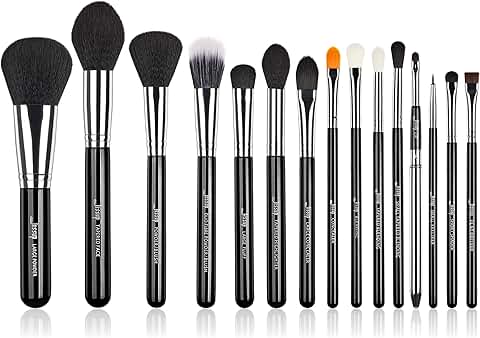 15-Piece Makeup Brush Set for Face and Eyes