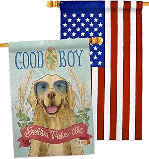 Golden Pale Ale House Flag with Dog and Animal Design