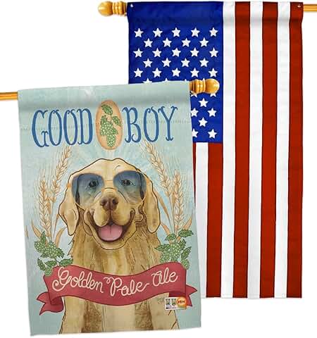 Golden Pale Ale House Flag with Dog and Animal Design