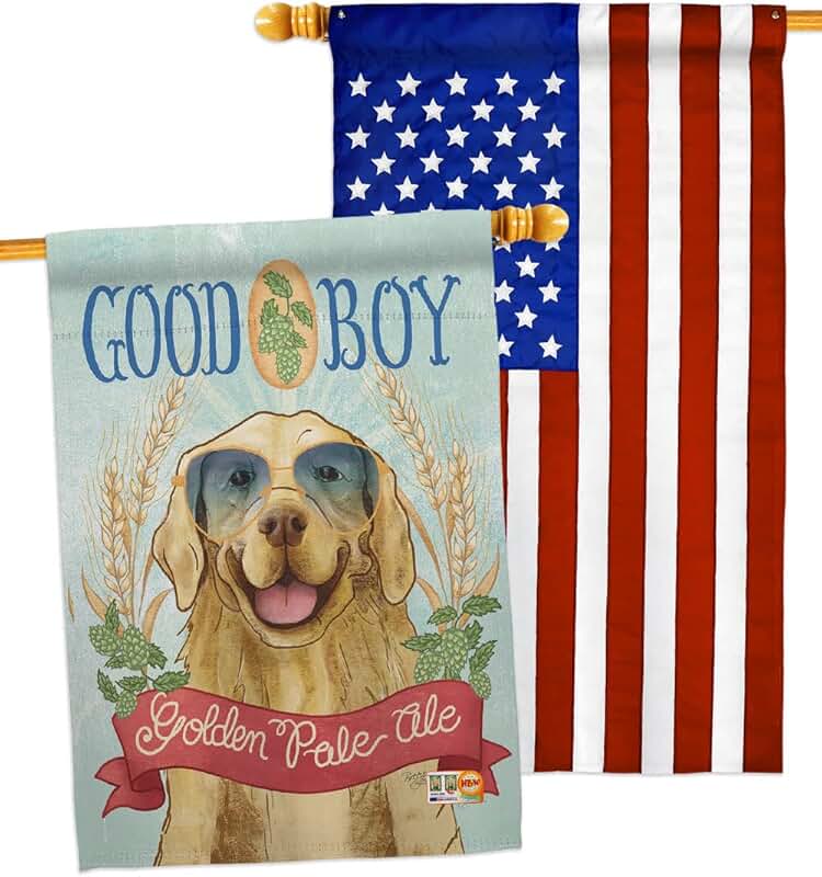 Golden Pale Ale House Flag with Dog and Animal Design