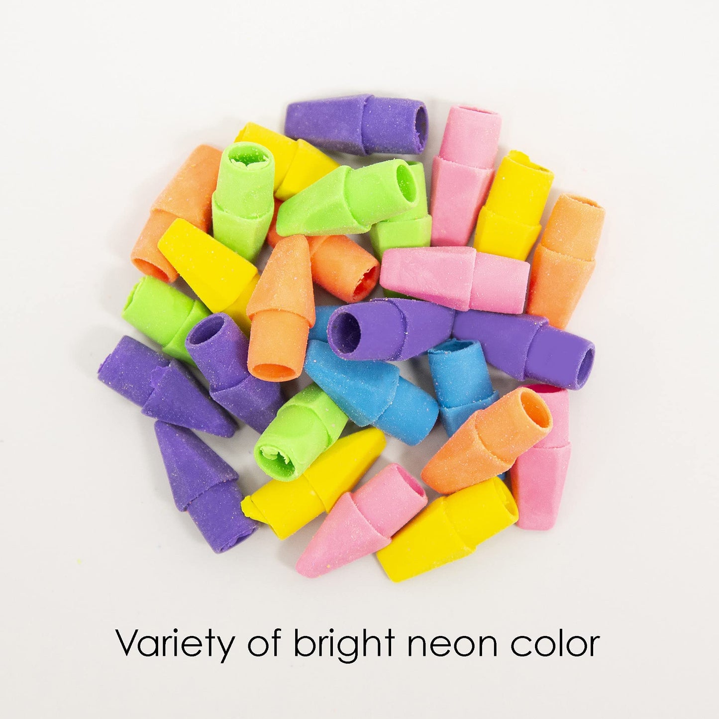 Neon Chisel Erasers for Pencils, 50 Pack