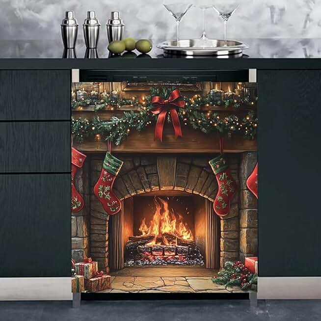 Christmas Fireplace and Stove Magnet Cover, 23" x 26"