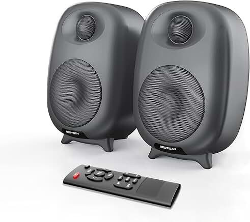 60W Powered Studio Monitor with Bluetooth and Adjustable Bass