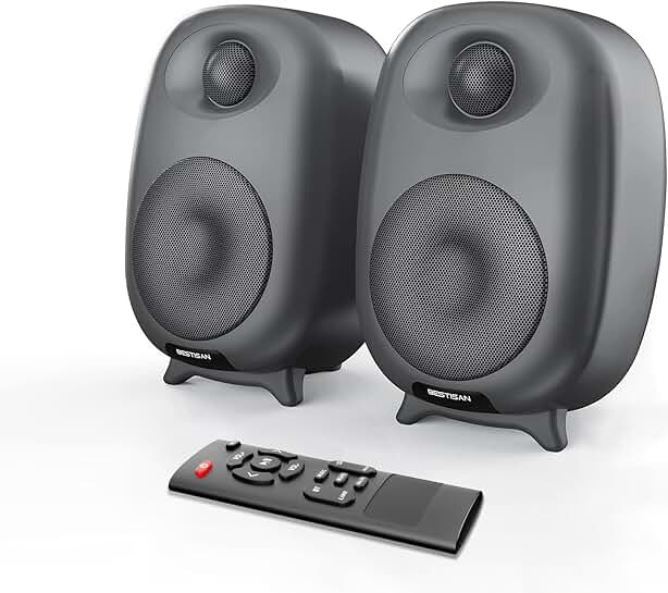 60W Powered Studio Monitor with Bluetooth and Adjustable Bass