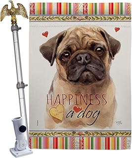 Fawn Pug Dog House Flag for Garden or Yard