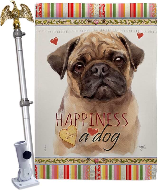 Fawn Pug Dog House Flag for Garden or Yard