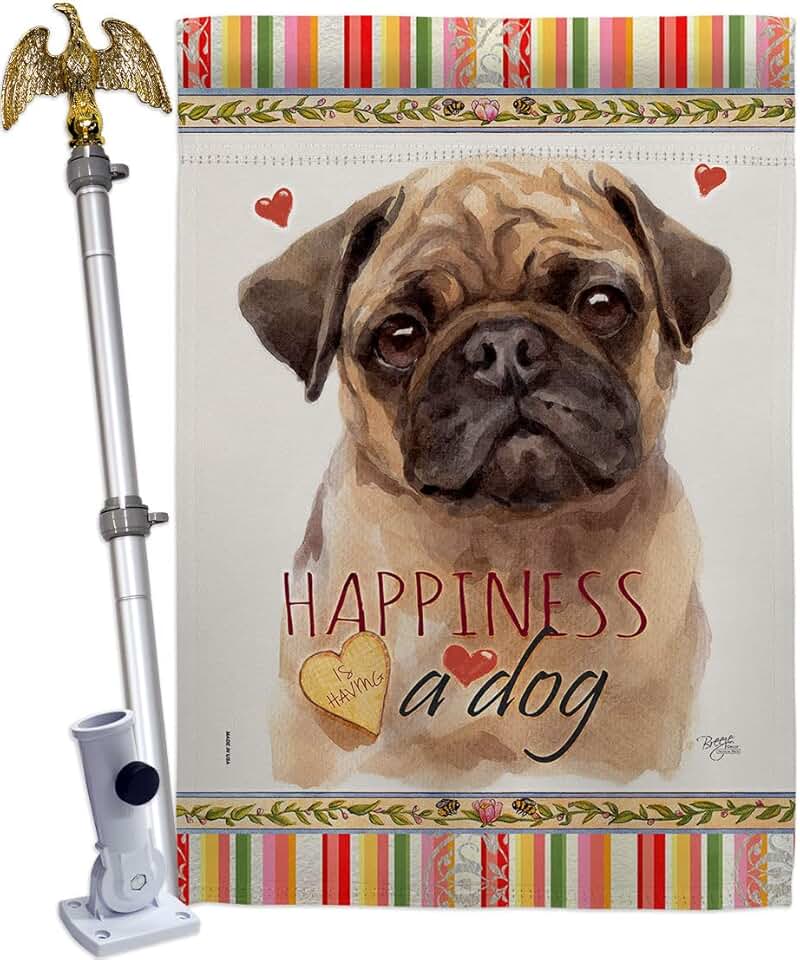 Fawn Pug Dog House Flag for Garden or Yard