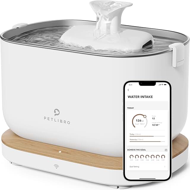 App-Controlled Cat Water Fountain with Stainless Steel Tray