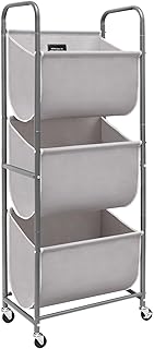 Vertical 120L Laundry Hamper with 3 Sections and Wheels