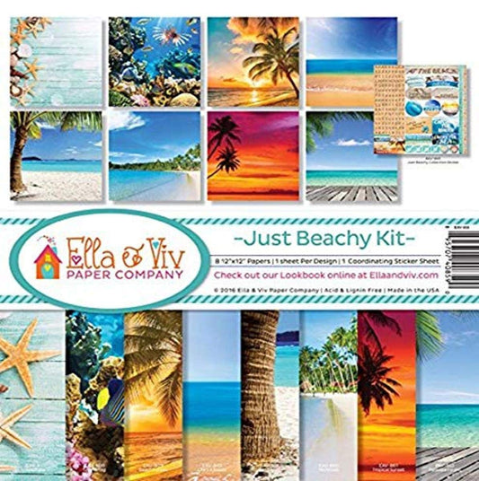 Beach Bliss Scrapbook Kit with 8 12"x12" Papers and Sticker