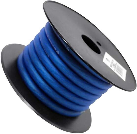 20 ft 4 AWG Blue Car Audio Power and Ground Wire