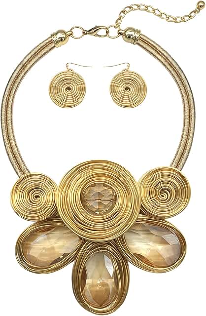 Colorful Chunky African Statement Necklace and Earring Set